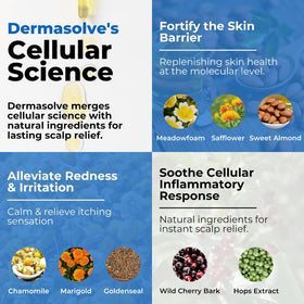 Dermasolve being massaged into scalp to calm itch and loosen flakes