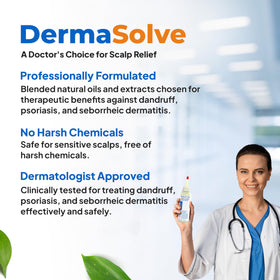 Dermasolve 4 oz bottle next to common objects for scale, clear size benefit