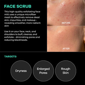 Dermasuri mitt held in hand to show size and easy handling benefit