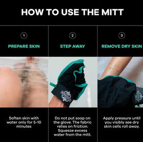 Dermasuri glove shown next to hand to illustrate size and easy handling benefit