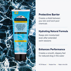 DermaSwim being applied to hands before swimming for pre-swim protection