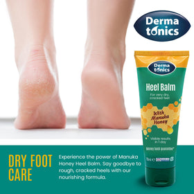 Dermatonics label close-up showing urea 25% and Manuka honey benefits for repair