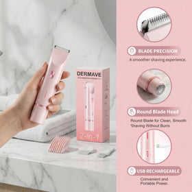 Dermave comb attachment and USB-C cable displayed for length control and fast charging
