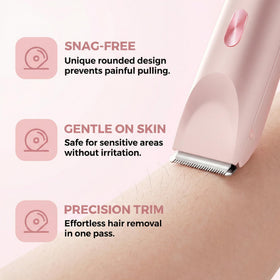 Dermave shaver held in hand to show compact size and portability for travel convenience