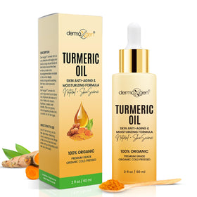 DERMAXGEN front bottle shot showing turmeric oil packaging and brightening benefit