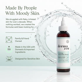 Dermazen 4oz bottle next to common items illustrating compact travel size