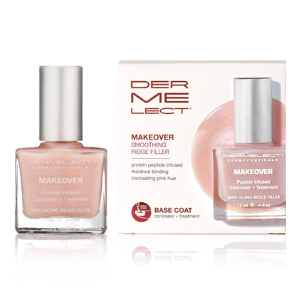 Dermelect front packaging showing product and soft pink finish benefit