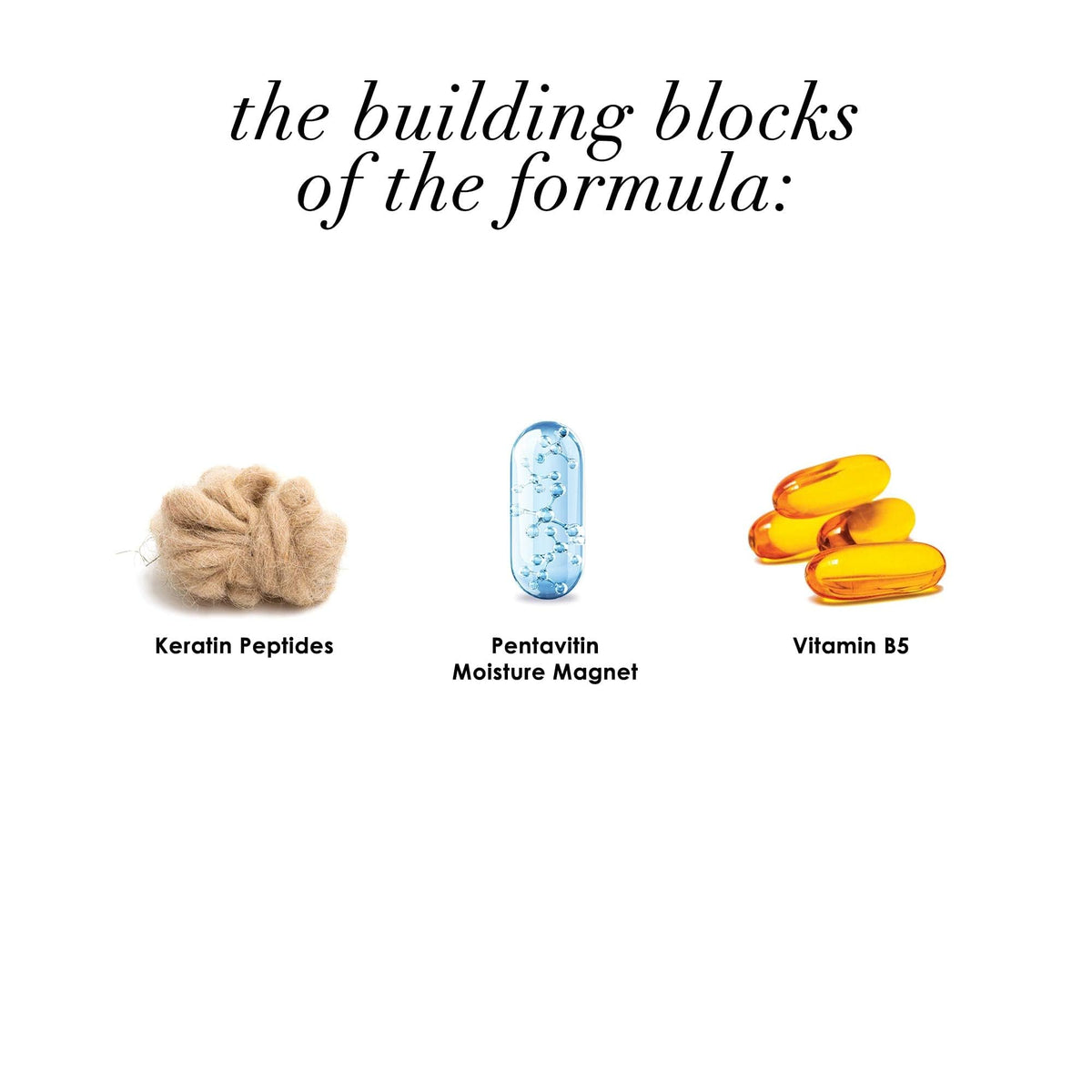 Dermelect ingredients label highlighting keratin and peptide fortifying blend