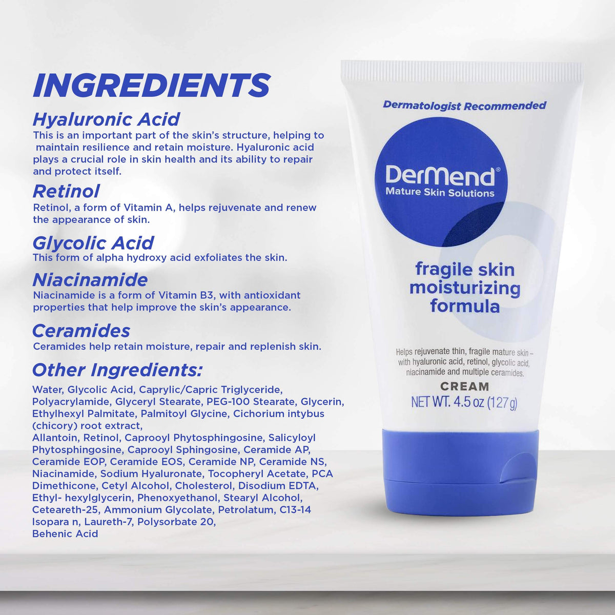 Dermend being applied to hand to demonstrate moisturization benefit