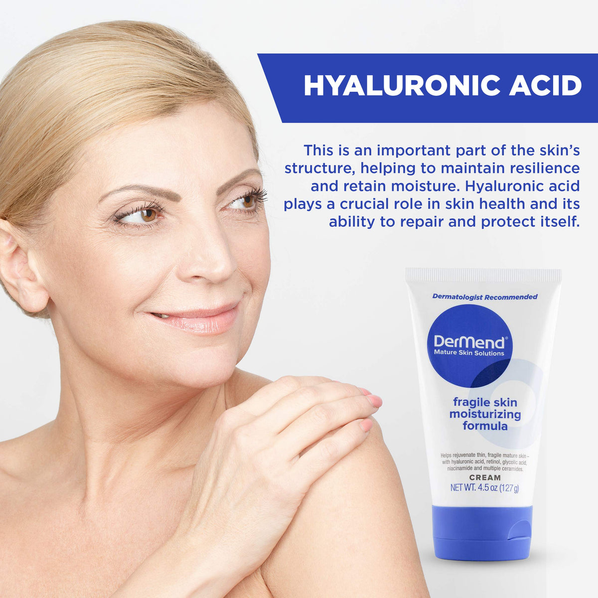 Dermend used in morning skincare routine to support delicate facial skin