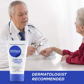 Label detail on Dermend packaging showing dermatologist-recommended benefit