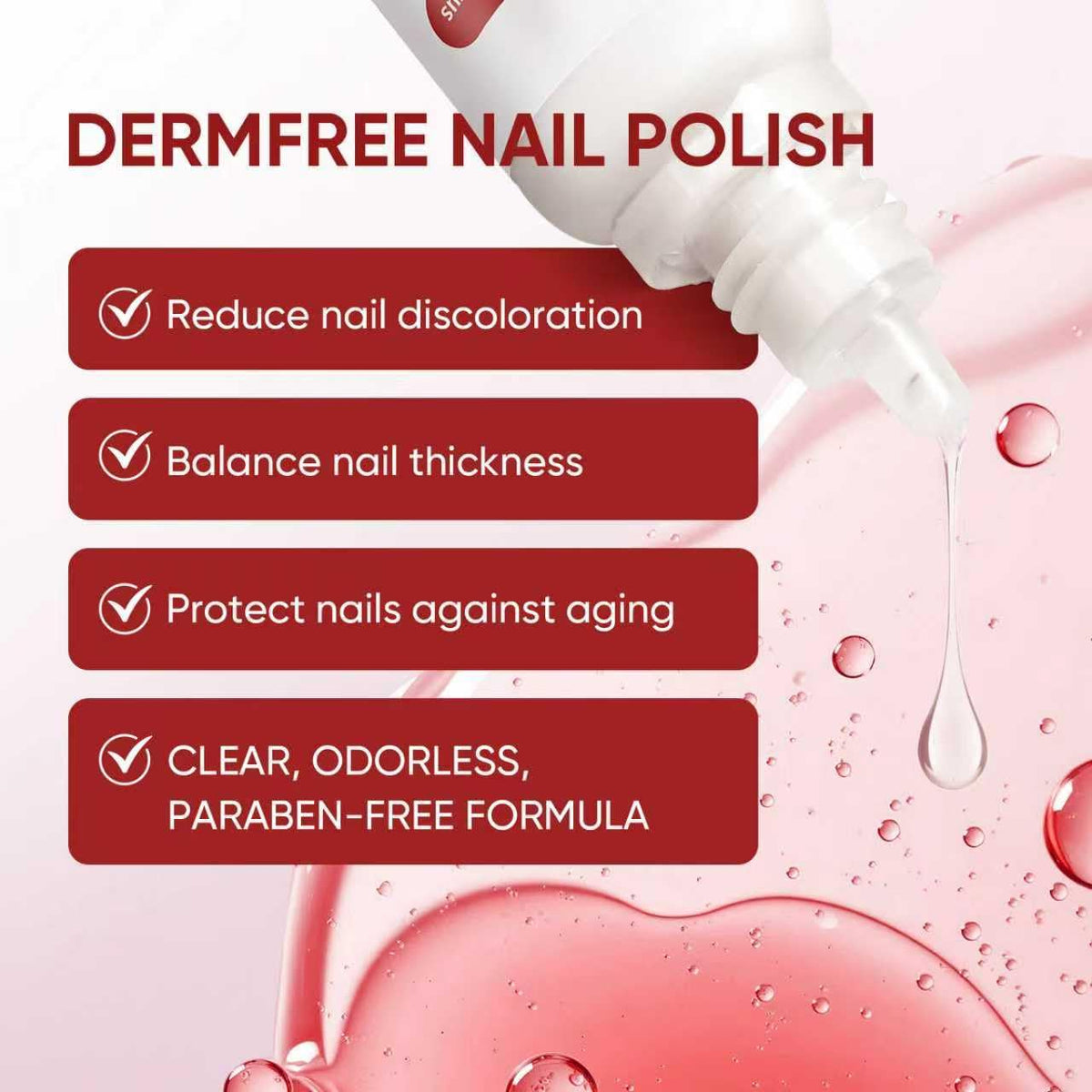 DERMFREE bottle close-up revealing applicator tip and fast-absorb formula