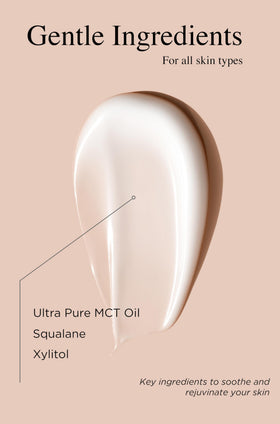 Dermgentle MCT oil ingredient bottle beside cream, highlighting nourishing oil for softer skin benefit