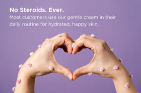 Dermgentle cream texture closeup swirl, showcasing lightweight, fast-absorbing hydration benefit