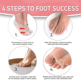 Before and after feet with Dermora showing improved smoothness benefit