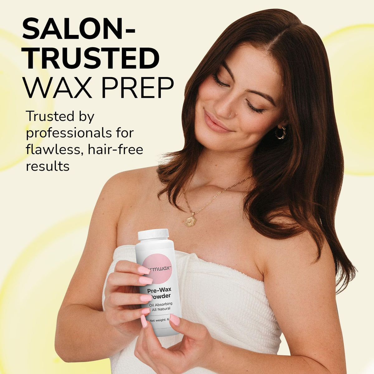 Dermwax powder used on bikini line showing gentle prep for delicate area waxing