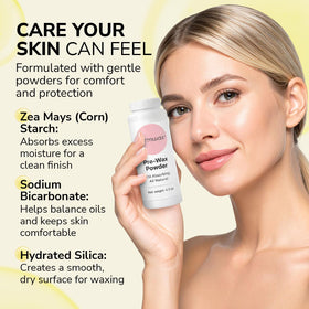 Dermwax ingredient label close-up highlighting talc-free natural formulation reassurance