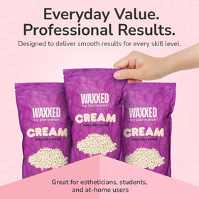 Dermwax label and ingredients view showing titanium dioxide and professional quality