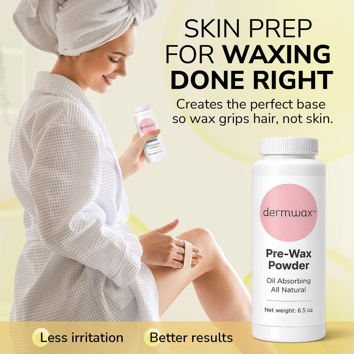Dermwax open jar close-up of fine powder texture demonstrating smooth, non-greasy finish