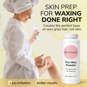 Dermwax open jar close-up of fine powder texture demonstrating smooth, non-greasy finish