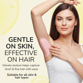 Dermwax spatula spreading pink chiffon wax showing thin layering for reduced waste