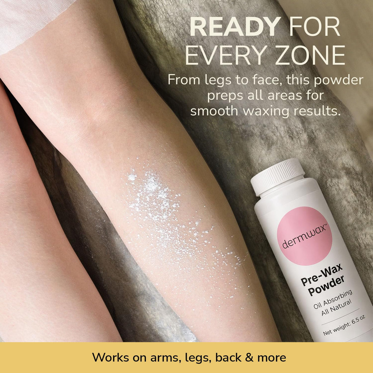 Dermwax used with waxing strip in salon setting illustrating cleaner wax removal benefit