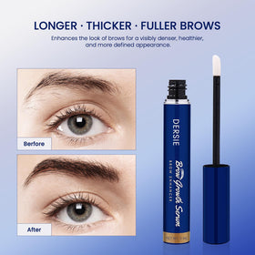 Dersie before and after concept illustrating fuller-looking brows benefit