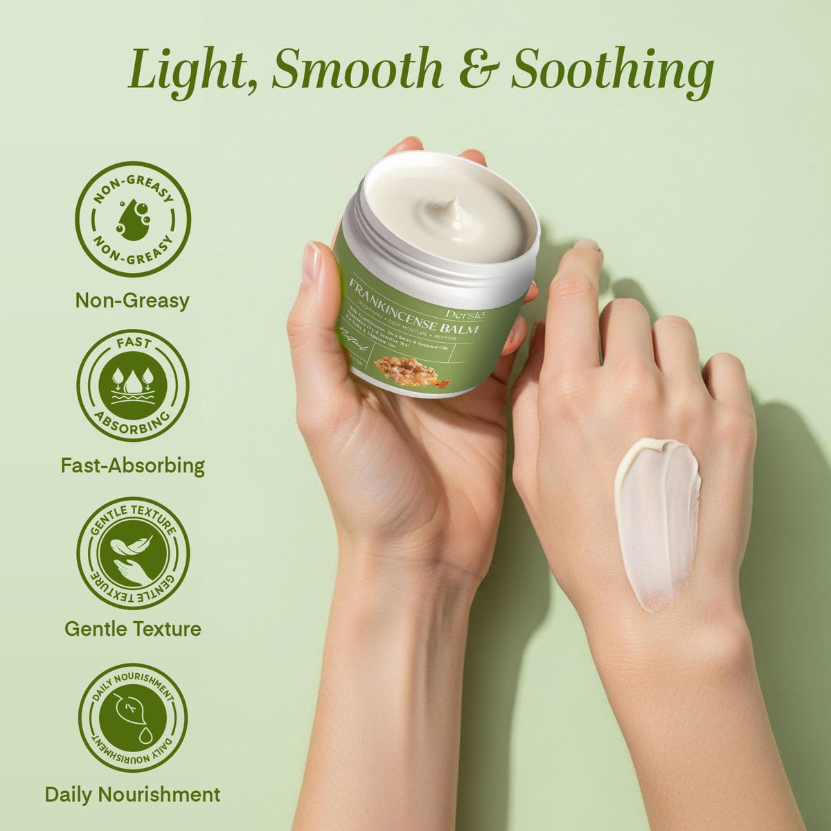 Dersie balm applied to heel to nourish and soften dry feet