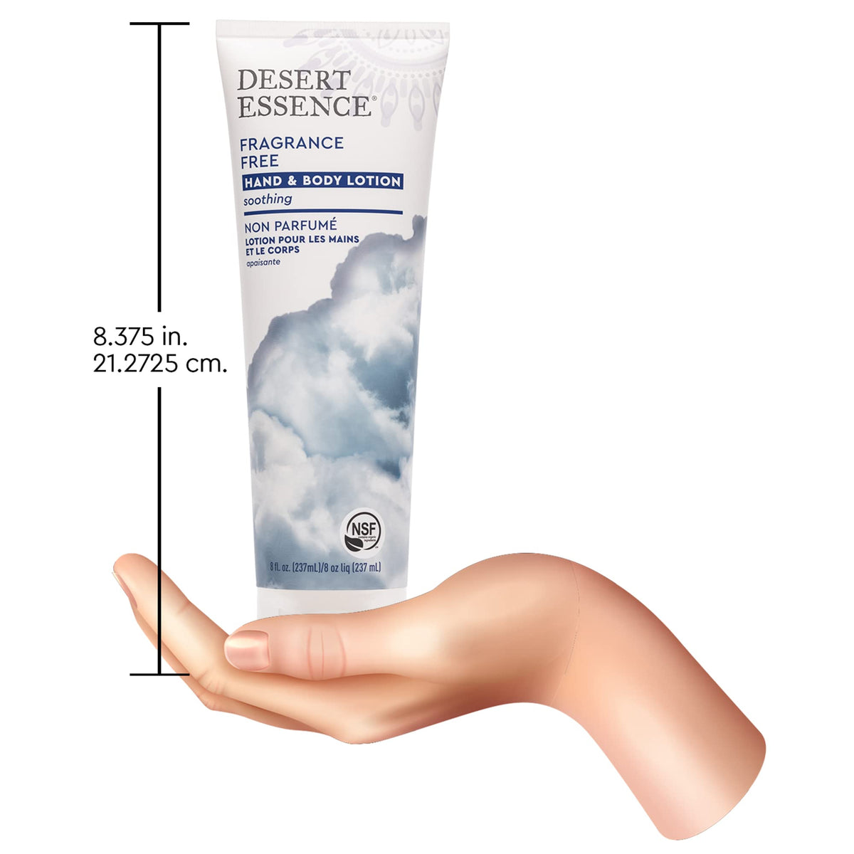 Desert Essence bottle on bathroom shelf lifestyle scene for everyday skincare use