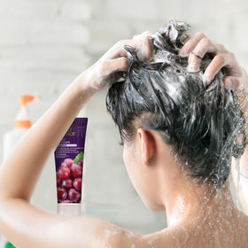 Desert Essence shampoo used on color-treated hair to help preserve vibrancy