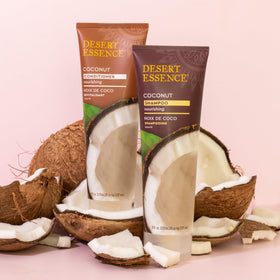 Desert Essence on a bathroom shelf in a lifestyle setting conveying everyday use