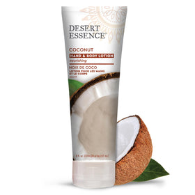 Desert Essence bottle front view showing product and clean ingredient focus