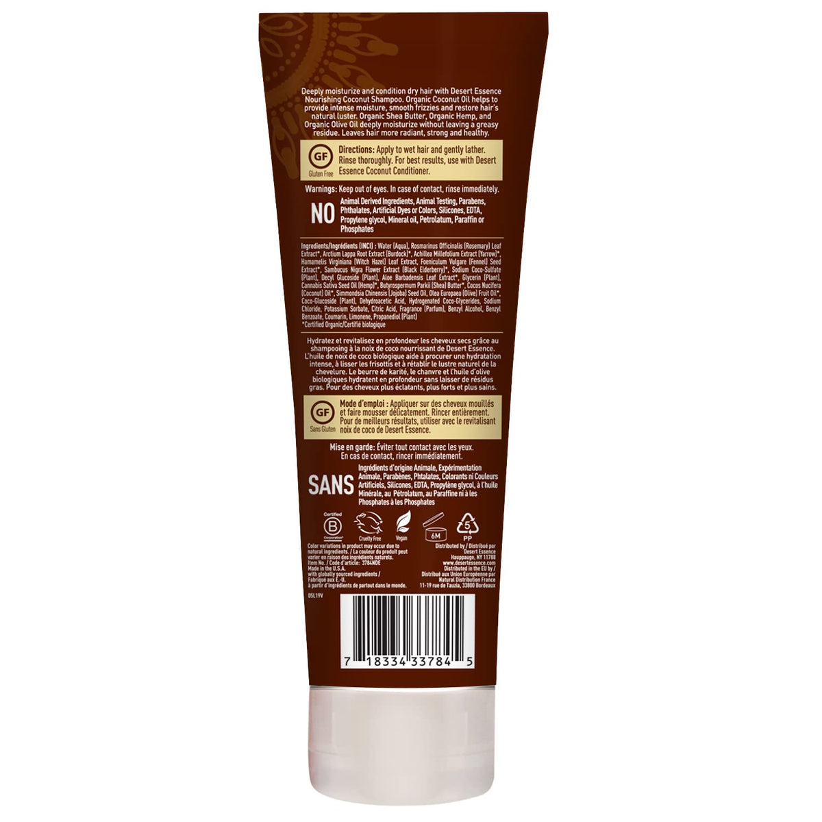 Desert Essence cream texture of shampoo showing rich, moisturizing lather