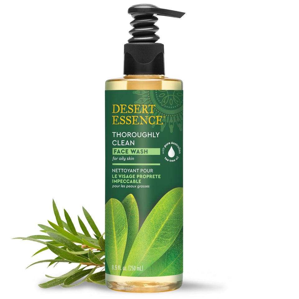 Desert Essence front packaging showing the cleanser and clear benefits