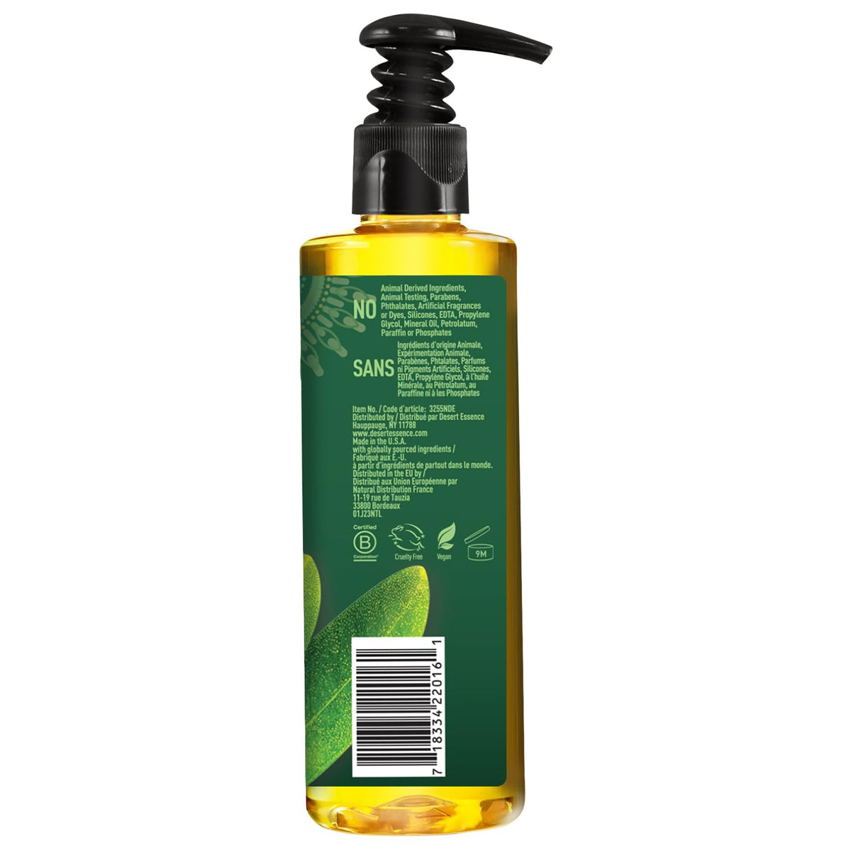 Desert Essence foamy lather on hand demonstrating gentle but effective cleanse