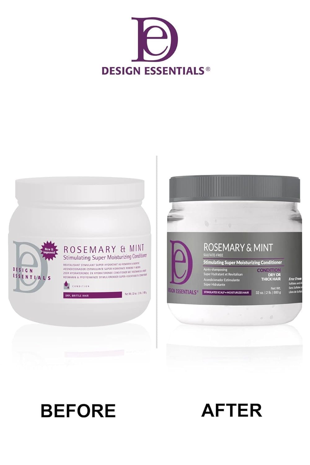 Design Essentials bottle next to common objects showing 32 oz scale