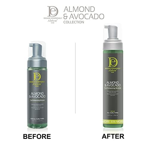 Design Essentials mousse applied in hands demonstrating easy distribution