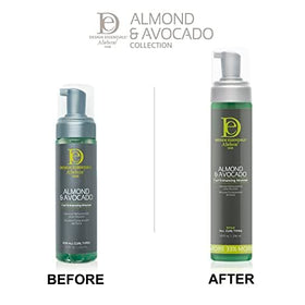 Design Essentials mousse applied in hands demonstrating easy distribution
