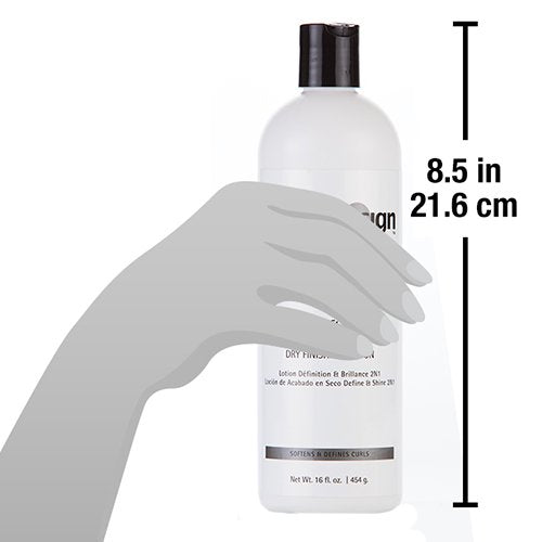 Design Essentials 16oz bottle held in hand showing product size and convenience