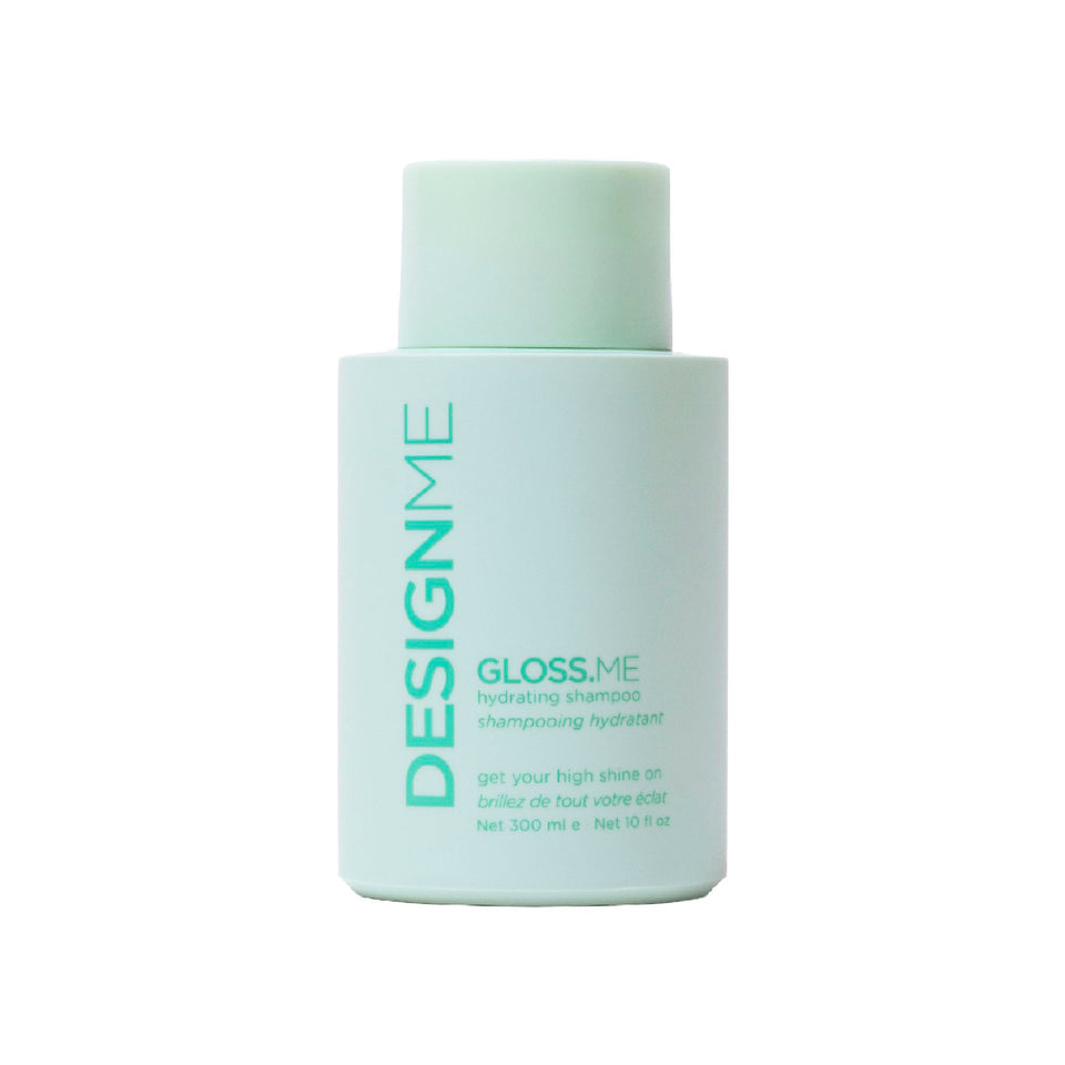 Design.Me front bottle showing GLOSS.ME branding and hydrating benefit
