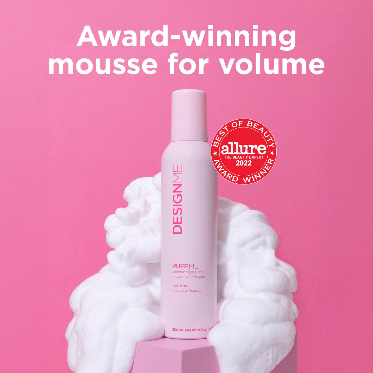 Design.Me PUFF.ME applied to damp hair showing root lift benefit