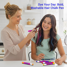 Desire Deluxe party lifestyle scene with kids wearing colorful temporary highlights