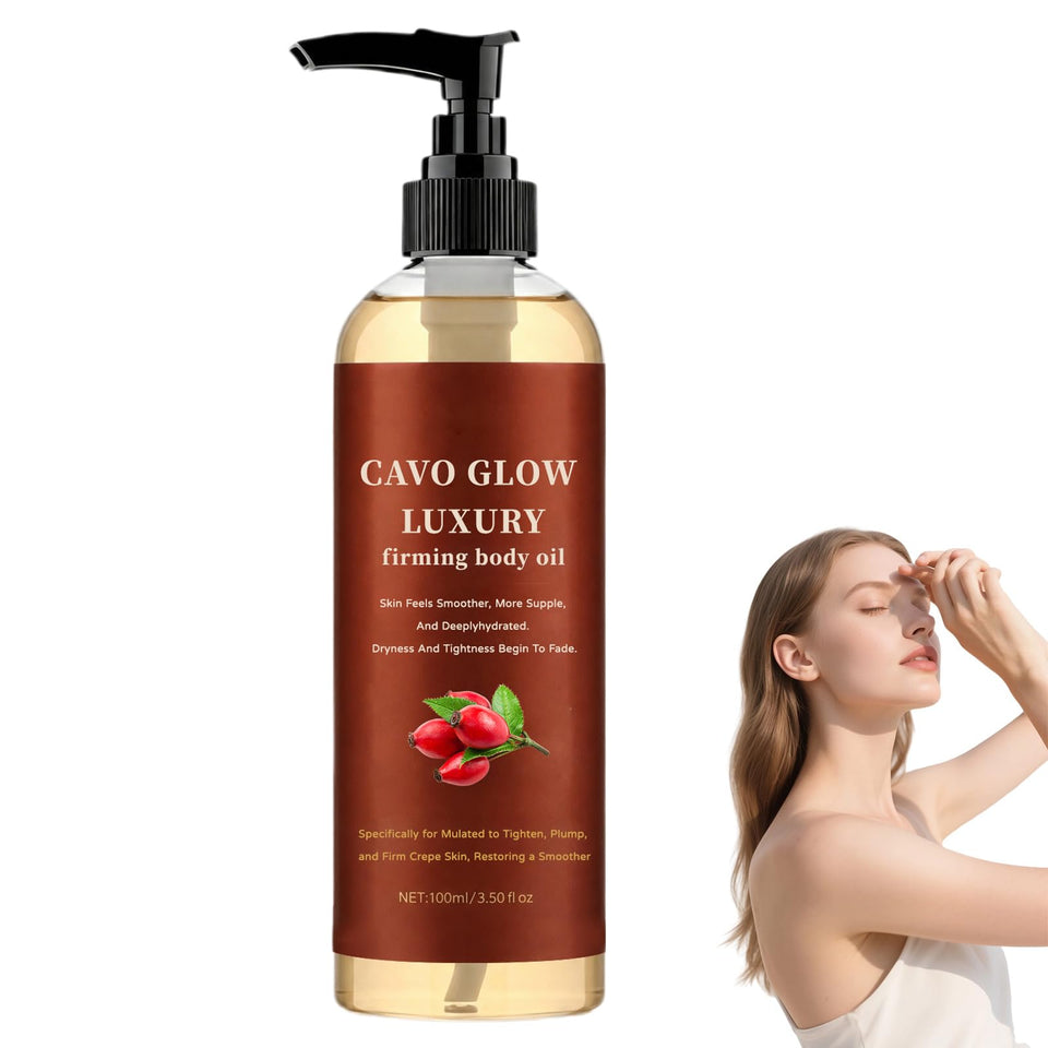 DESIYUE bottle front packaging showing elegant bottle and firming oil benefit
