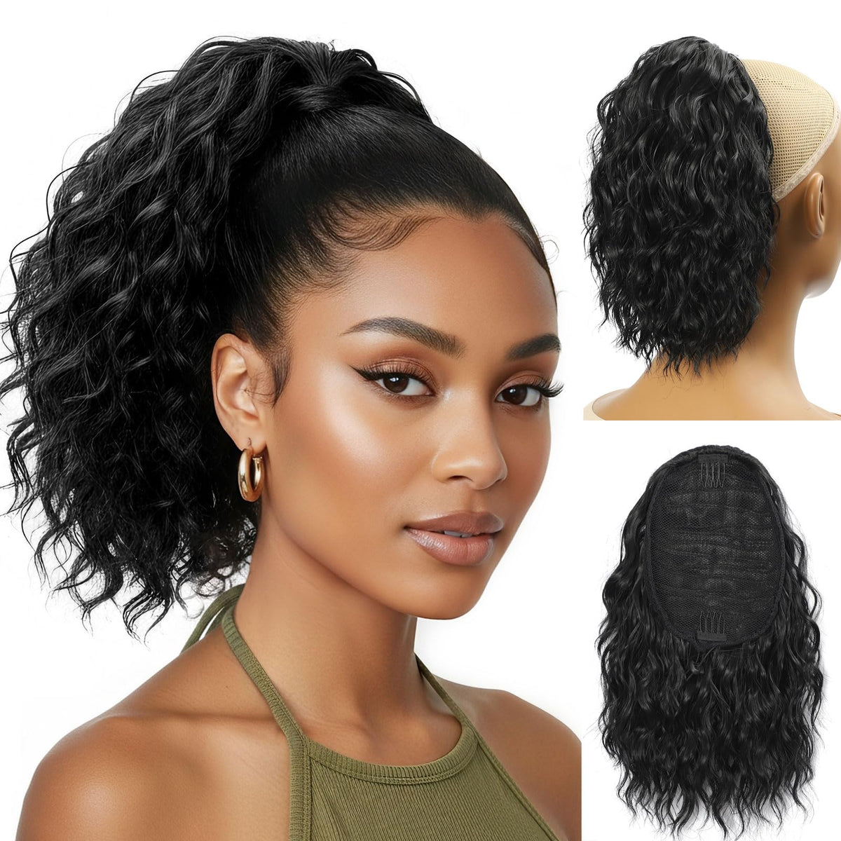 Detean front view packaging shows compact ponytail for fast styling