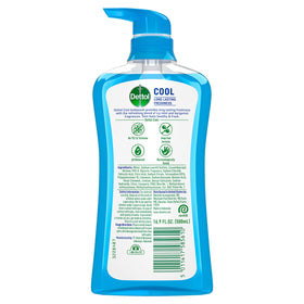 Dettol cool back label highlighting ingredients and clear product information