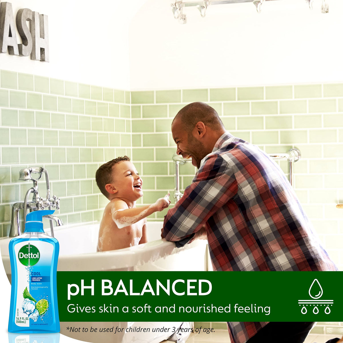 Dettol cool on a shower shelf in lifestyle scene conveying fresh daily routine