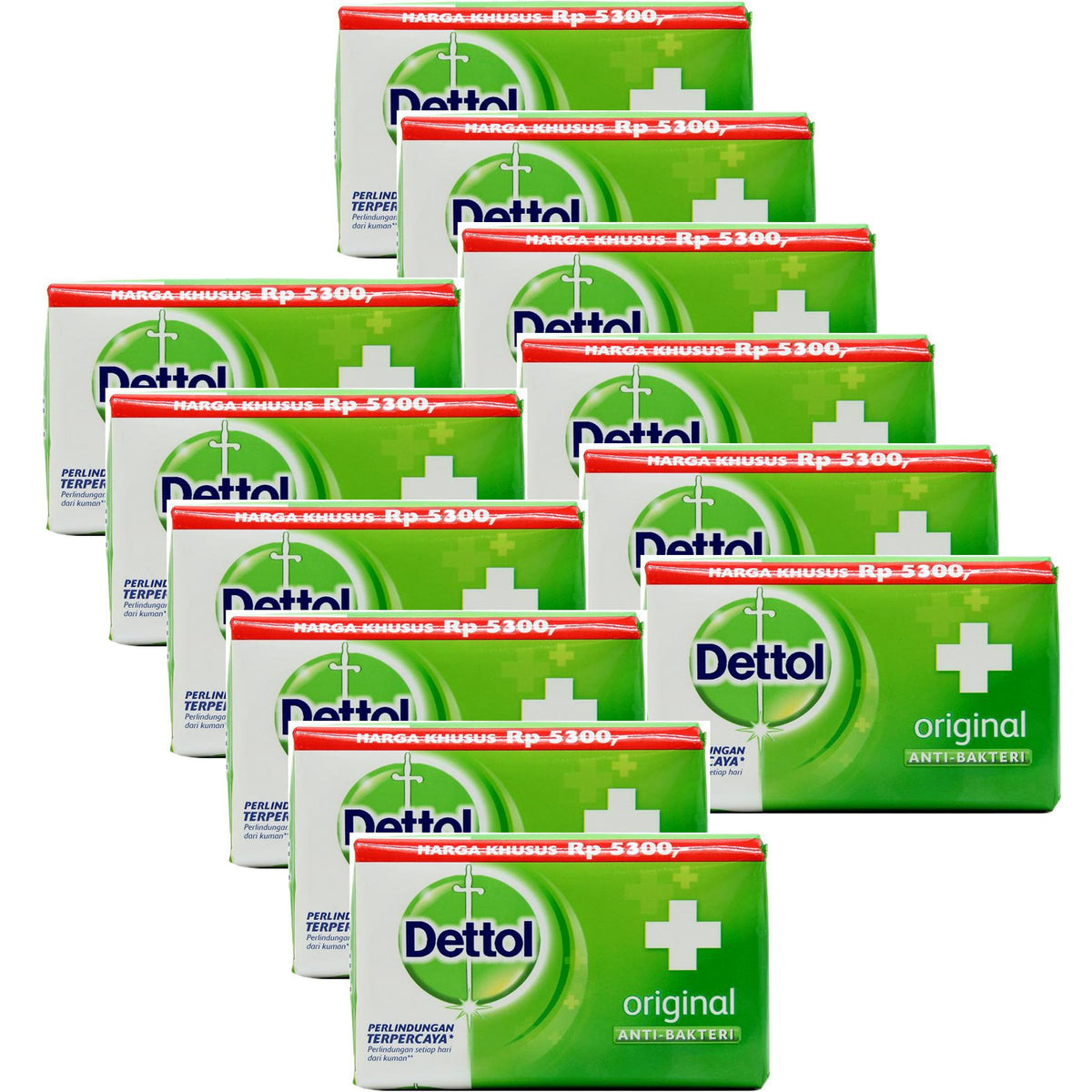 Dettol front packaging showing 12-pack and brand, ensures hygiene supply