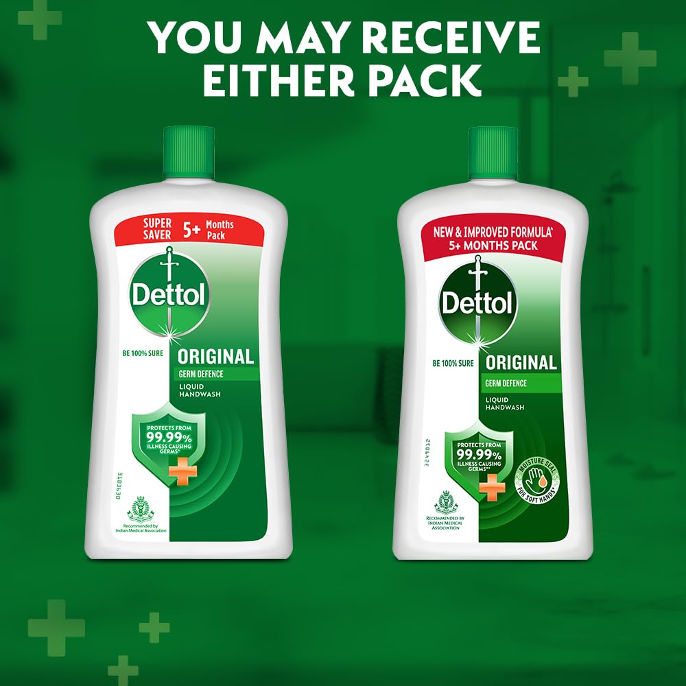 Dettol original pouring into dispenser for easy refill benefit
