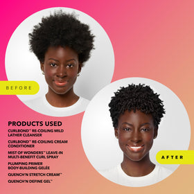 DevaCurl before and after curls showing improved definition and stretch