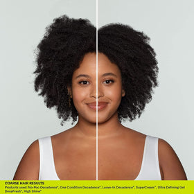DevaCurl gel applied to wet curls showing enhanced clumping and frizz control benefit